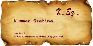 Kummer Szabina névjegykártya